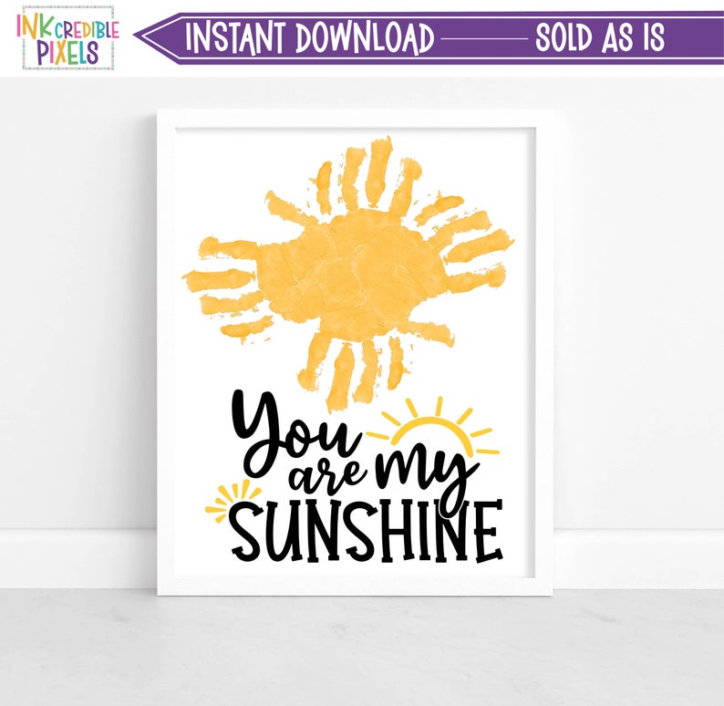You Are My Sunshine Mother's Day Handprint Art, Mother's Day Gift, Gift