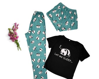Check Out This Comfy Three-piece Pajama Set Featuring a Cute Panda