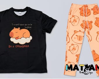 Capybara Animal Print Loungewear Top - Bottom- Youth Unisex Soft everyday outfit