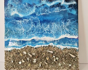 Ocean Storm klares Harzgemälde. Einzelstück, Einzelstück. Handgefertigt. Wanddekoration.