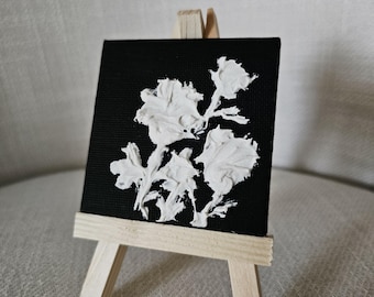 Roses mini Strukturbild. Einzelstück, Einzelstück. Handgefertigt. Leinwand. Stativ.