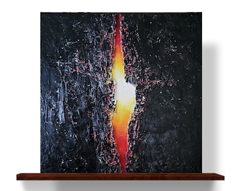 Vulkan Lava Mixed Media Kunst: 3D Abstrakte Malerei auf Leinwand