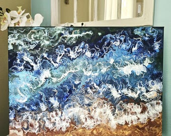 Stormy Ocean Acrylgemälde: Handgemachte Seelandschaft