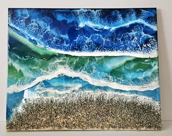 Ocean Storm Acryl, Harz Gemälde. Einzelstück, Einzelstück. Handgefertigt. Wanddekoration.