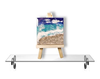 Ozean Minibild, Acrylbild, Resin. See-Sterne, sand. Unikat, Einzelstück. Handgefertigt.
