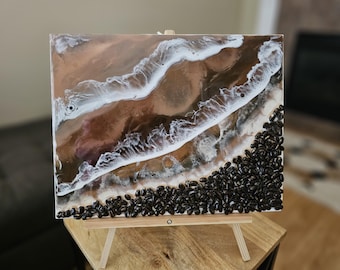 Kaffeebohne Resin Art: Ozeanwelle Gemälde, handgemacht