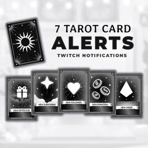 Black Twitch Alerts: Tarot Cards  | Stream Elements Alerts | Dark Noir Aesthetic | cute twitch alert pack