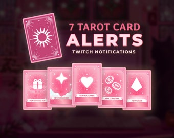 Pink Twitch Alerts: Tarot Cards  | Stream Elements Alerts | Cute aesthetic twitch alert pack, cute & cozy