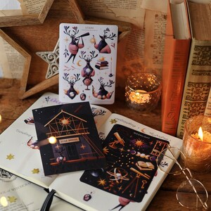 Adesivi stelle e cervi Astrologia Diario Luna Segno zodiacale Stelle Adesivi Pacchetto Astronomia Cancelleria Fiabe Animali Casa Stella Carta