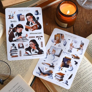 Geschenke für Leser & Bücherwürmer Bücherregal Aufkleber Junk Journal Kit Buchliebhaber Aufkleber Set Bücher Tracker BuJo Aufkleber für das Lese Journal