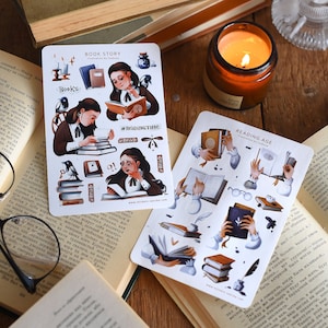 Cadeaux pour les lecteurs et les rats de bibliothèque Kit d'autocollants pour bibliothèque Read Kit de journal indésirable Ensemble d'autocollants pour amoureux des livres Traqueur de livres Stickers BuJo pour journal de lecture