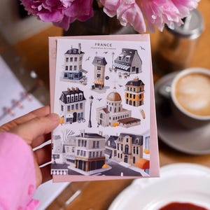 Frankreich Architektur Sticker Bogen – Reisetagebuch & Urlaubs Planer Dekor, Reisegeschenk, Urlaubs Scrapbooking, Paris Liebhaber Ästhetik