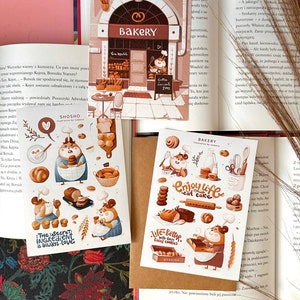 Bundle-Briefpapier-Set Haustier ein Hamster Bäckerei Journal Aufkleber ästhetische Aufkleber Kekse BuJo Sammelalbum Bäckerei Postkarte Cute Stickers Pack