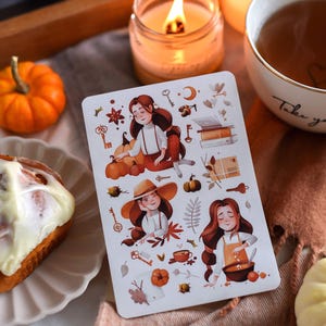 Pompoenstickers: herfst esthetische plakboekstickers boekenliefhebber cadeau lezen bullet journal stickers vakantiestickers schattig schattig kunst