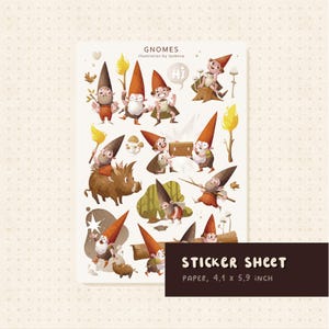 GNOMES Sticker Sheet Kidcore Stickers | Magical Sticker Creasures Fairy Tale Stickers