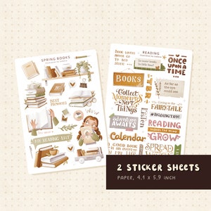 Feuille d'autocollants pour les amateurs de livres Ma liste de lecture Spring Books Journal Stickers décoratifs pour tableau de lecture rat de bibliothèque Traqueur de lecture livresque Journal de lecture