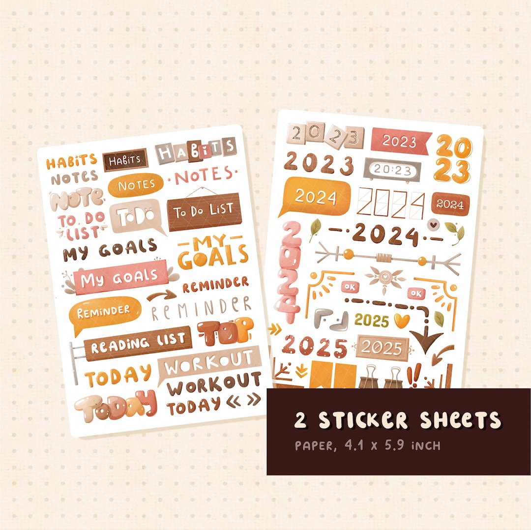 Sticker Sheet 20232025 Years Planner Stickers Habits Tracker Notes My Goals Reading List
