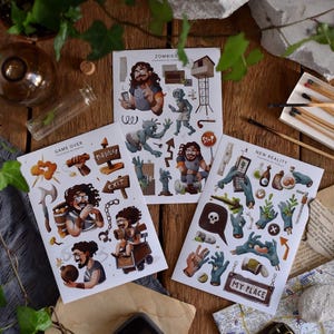 Sticker Bogen Zombies Gamer Aufkleber Weihnachtsgeschenk Zombie Jäger Game Over Zombi Designer Briefpapier Geschenk für Ihn von Illustrator Izobova
