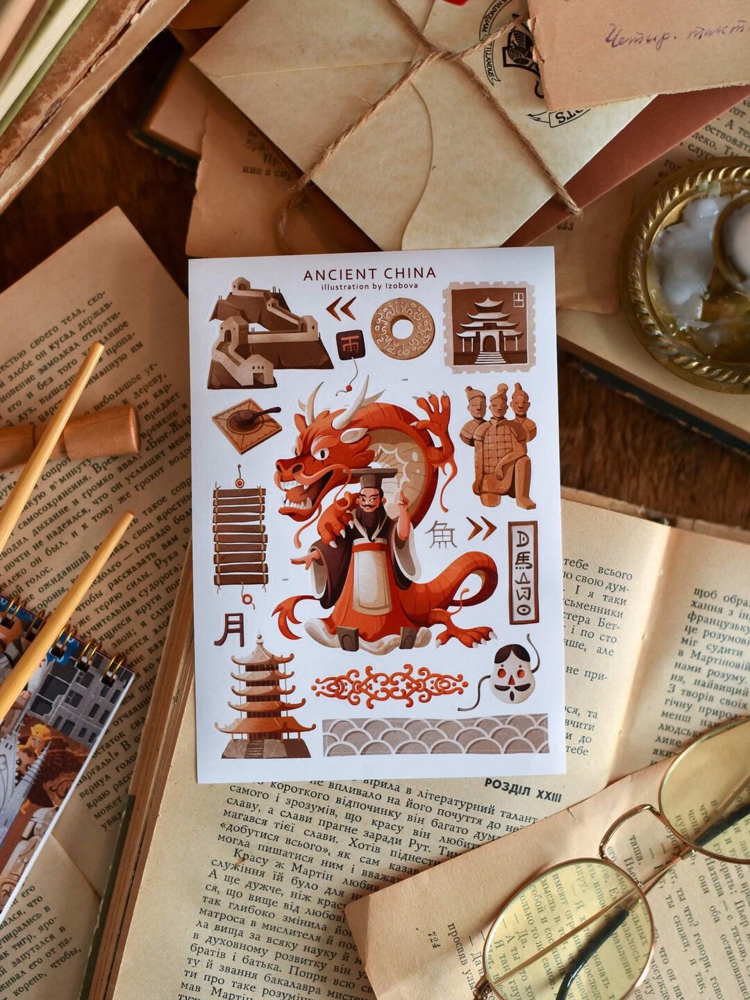 Ancient China Sticker Sheet: Dragon, Terracotta Army Art - Etsy