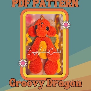 Idris, the Groovy Dragon Crochet Pattern - Flower Dragon - PDF Only