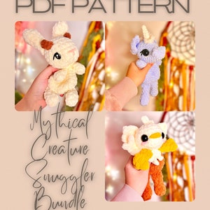 Baby Griffin, Jackalope & Einhorn Kuscheltier 3er Set - Fabelwesen Squish Set - PDF HÄKELANLEITUNG