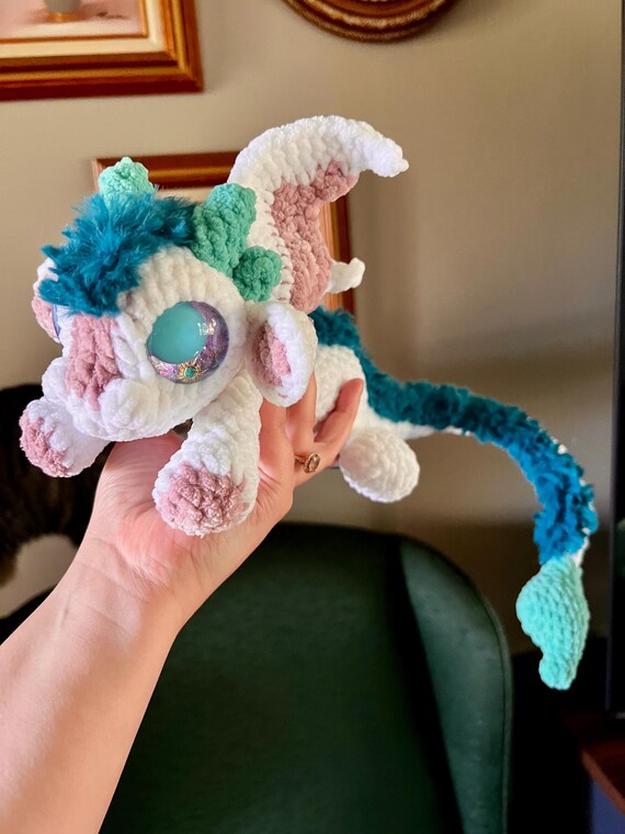 Pastel Dragon Crochet Plushie | Handmade Fantasy Dragon Stuffed Animal | Kawaii Plush Dragon | Collector Plush | Cute Dragon Gift