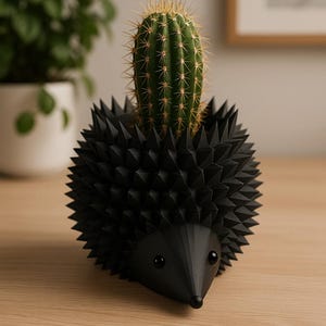 Hedgehog Planter for Succulents | 3D Printed Animal Pot with Geometric Spikes | Cute Cactus Gift Decor for Home or Desk