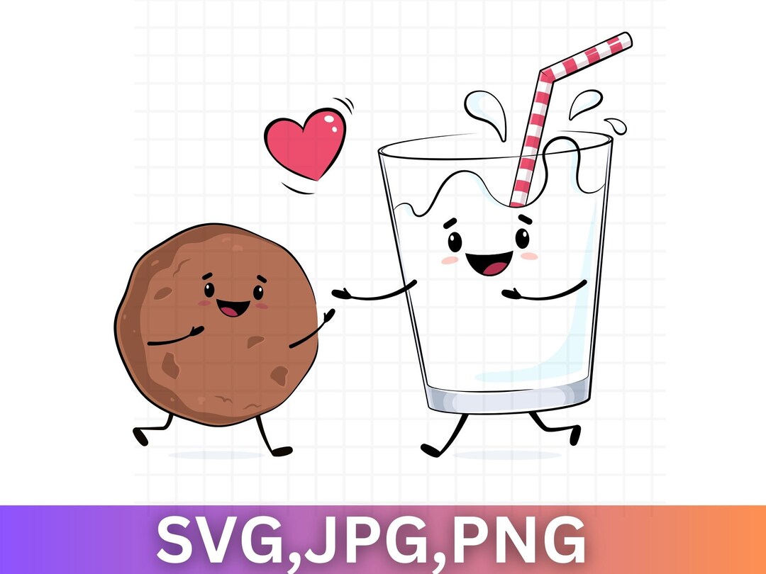 Kawaii Cookie and Milk Clipart Set Cookies and Milk Clip Art Etsy
