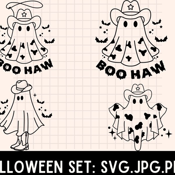 Boo Haw Cowboy\ Ghost Halloween SVG\ Files for Cricut\ silhouette\ Digital Download