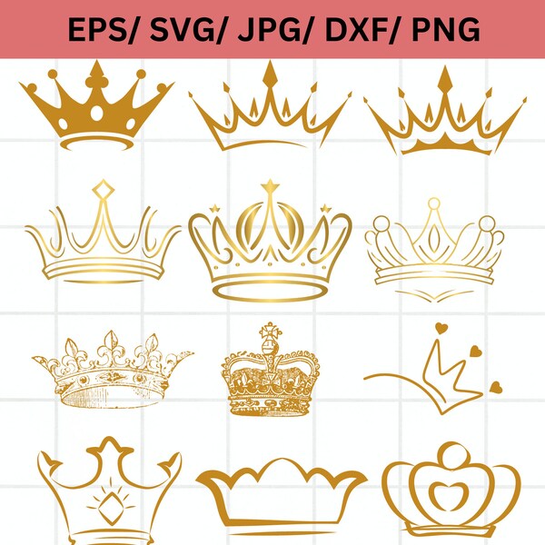 Crown Bundle  Svg/ Queen Crown Svg/ Royal Crown Svg/ King Crown Svg/ Crown Png Bundle/ Princess Crown Svg/Svg File for Cricut/King Crown Png