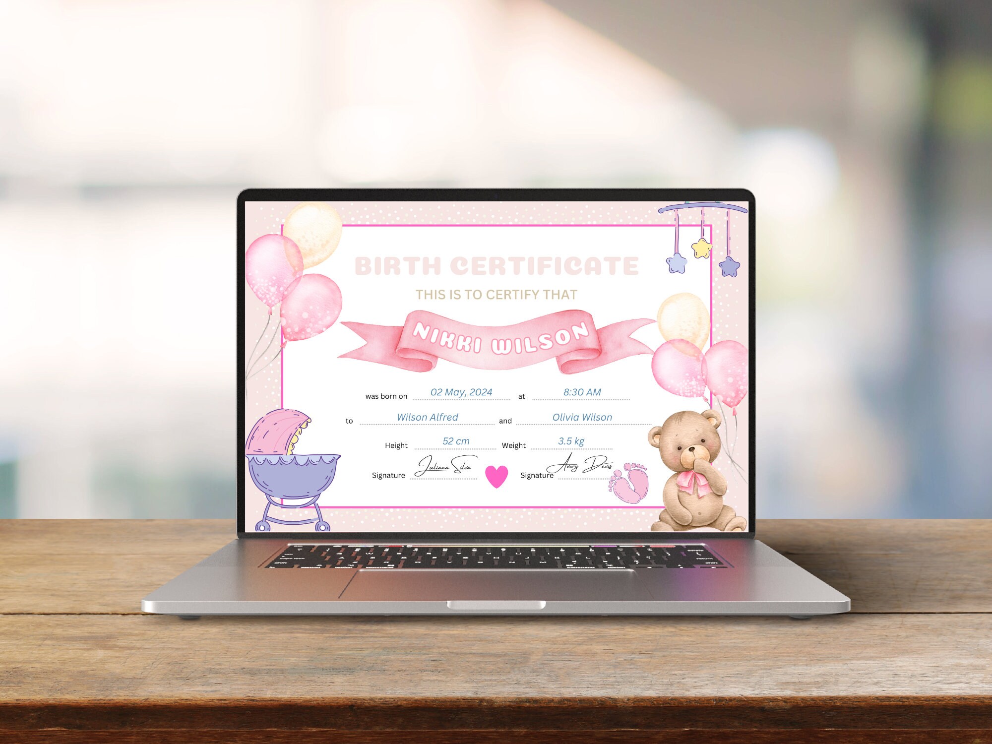 Printable Birth Certificate Girl Birth Certificate With Editable ...