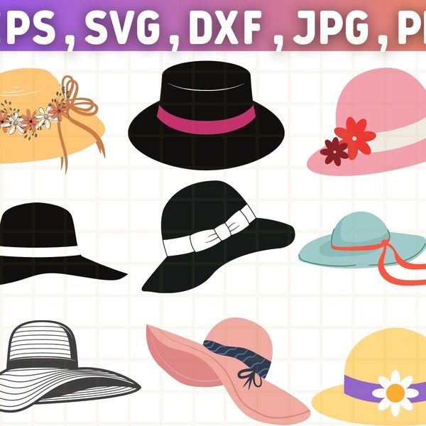 Womans hat svg\ Summer hats svg\ summer svg\ girls hats svg\ hats SVG\ Large Hat SVG\ Women Hat SVG\ print file\ printable svg