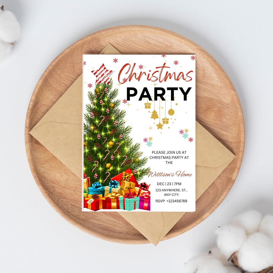 Christmas Party Invitation/christmas Eve Invitation/editable - Etsy