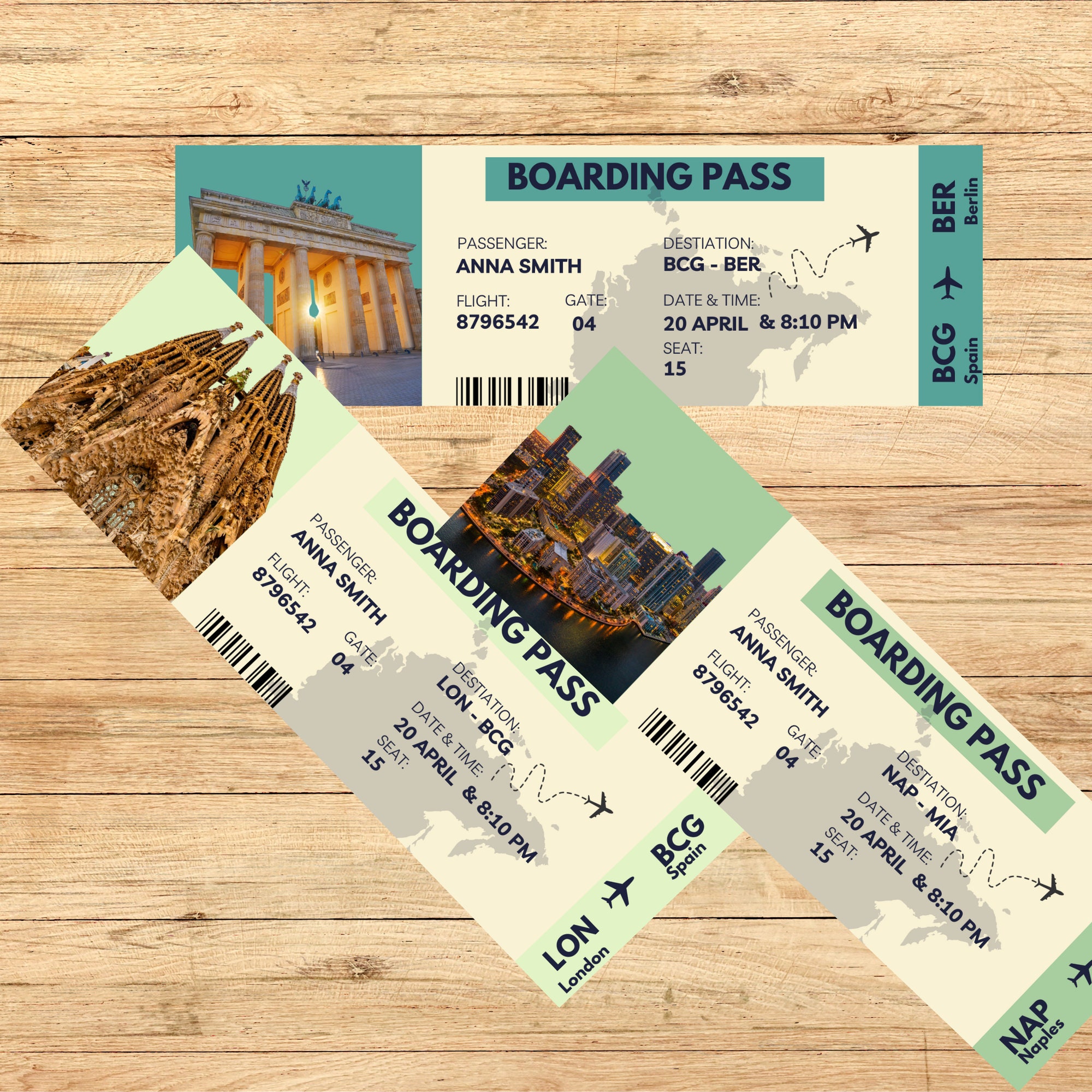Custom Pass Tickets Editable Boarding Pass Template, Personalized Boarding Pass Holiday ...