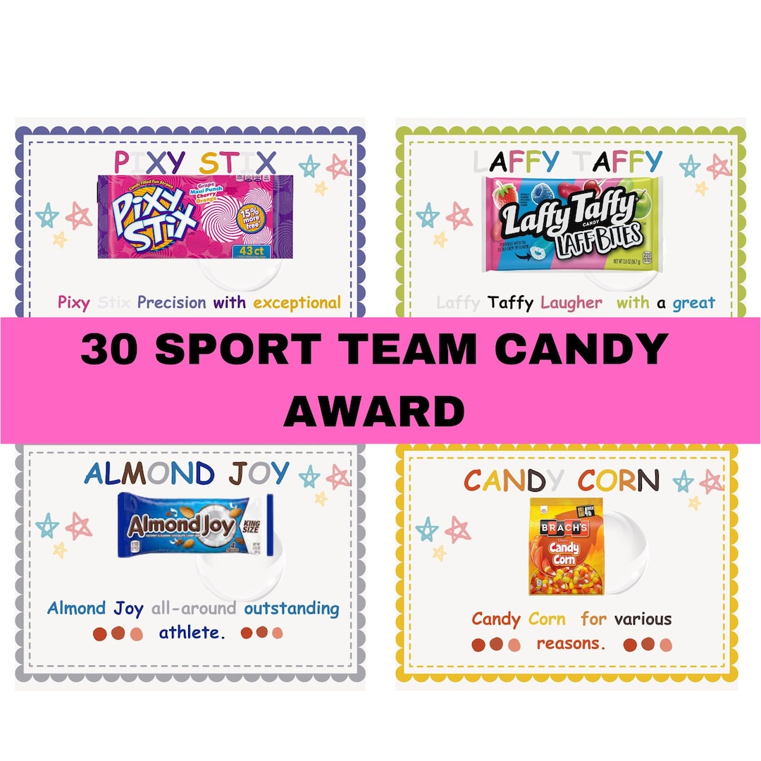30 Sports Team Candy Bar Award Certificate Awards Etsy