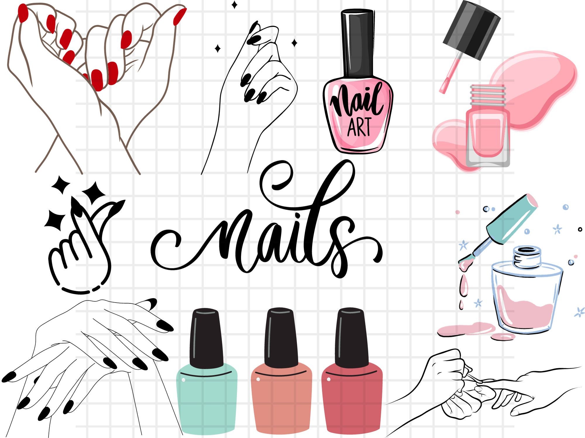 Nails PNG Salon Content Makeup Themed Digital Files Instant Download