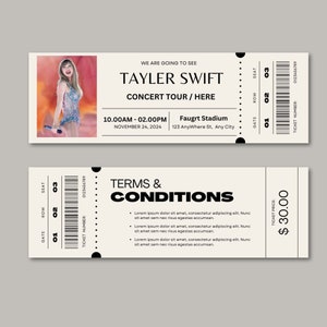 Editable Concert Ticket Template, Custom Concert Ticket Gift, DIY Event ...