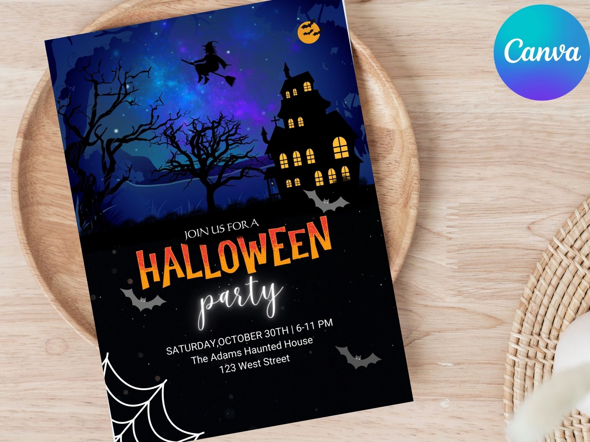 Editable Halloween Party Invitation for Adults Halloween Costume Party Invite Gothic Skull