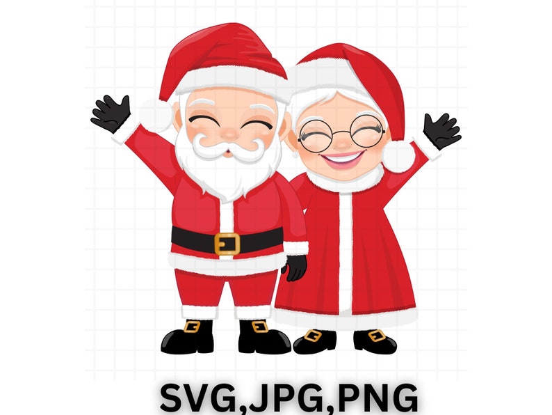 Cute Santa &amp; Mrs. Claus SVG Cut Files Clipart Svg Dxf Printable Png Commercial Use Cut File for ...