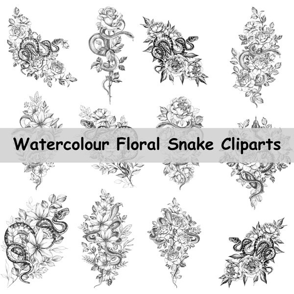 Snake Bundle SVG\ Botanical Garden Snake svg clipart\ Celestial Snake SVG\ Snakes and Roses\ Snakes and Flowers svg Moon Snake