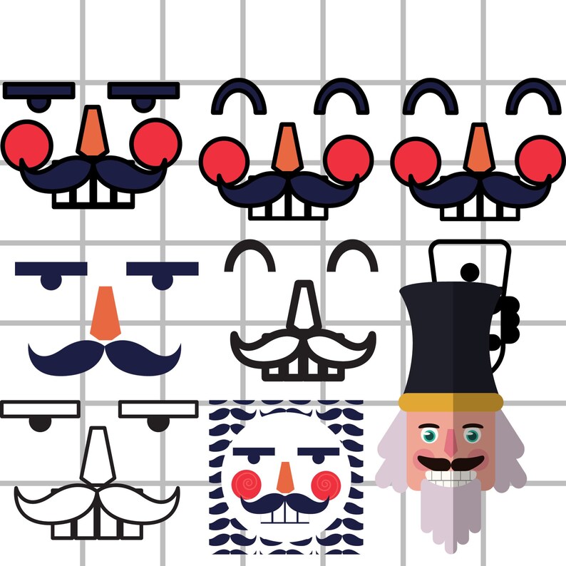 Nutcracker Faces SVG. PNG. Cricut Cut Files, Silhouette, Layered Files