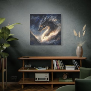 Cosmic Dragon Canvas Art Fantasy Wall Decor Mythical Creature Art Gift for Fantasy Lovers Unique Home Decor