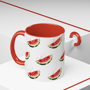 Watermelon Accent Coffee Mug Fun Kitchen Decor Gift for Fruit Lovers Summer Vibes Tropical Drinkware