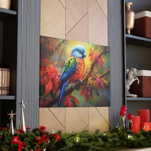Vibrant Tropical Bird Canvas  Exotic Wildlife Wall Art Colorful Nature Inspired Home Decor