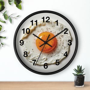 Sunny Side Up Egg Wall Clock | Fun Kitchen Decor | Breakfast Lover&#39;s Gift | Whimsical Home Accent | For Foodies, Chefs, Food Enthusiasts,