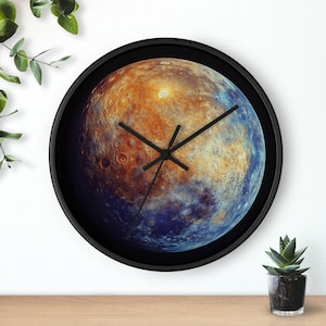 Mercury, 1st Planet from the Sun Wall Clock. Cosmic Solar System Accent