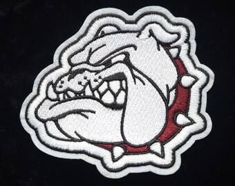 Bold Bulldog Iron-On Patch | Tough Dog Mascot | Embroidered Bulldog Badge for Jackets, Backpacks & Vests