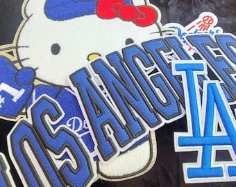 Blue Baseball 4 Piece Fan Inspired Patch Set | Large Embroidered Iron On Applique Bundle | Jacket Backpack Hat Patch Set