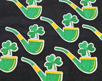 Lucky Shamrock Pipe Patch – Bold & Unique Embroidered Design Iron On