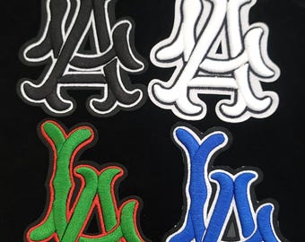 LA Patch – 4x6 Inch Embroidered Sew-On Patch | Multiple Color Options | West Coast Style | L.A. Streetwear Accent for Jackets & Bags